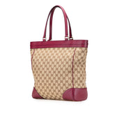 グッチ GGキャンバス リボン トートバッグ 257062 ベージュ ワインレッド キャンバス レザー レディース GUCCI 【中古】